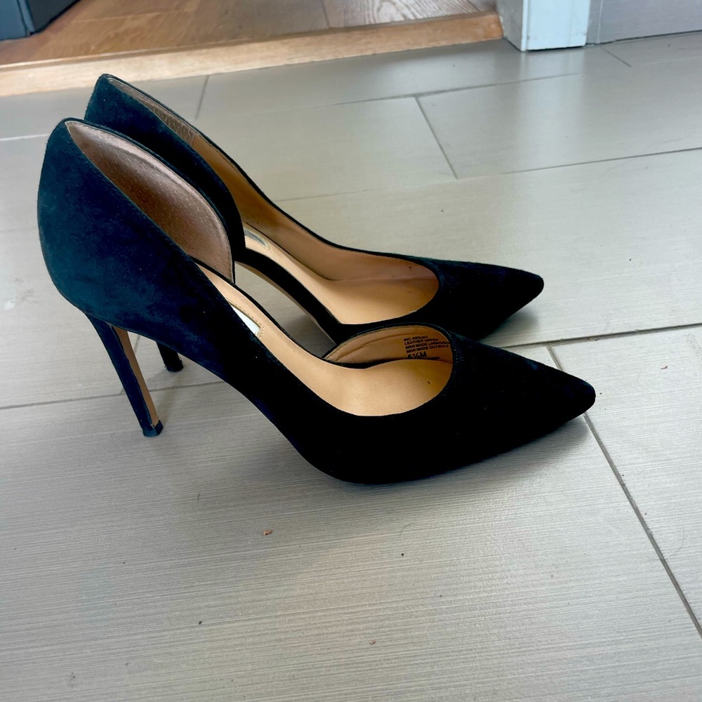 Inc International Concepts Kenjay D’orsay black suede shoe 4” heel.